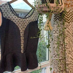 Paper Crane (small) blue peplum tank